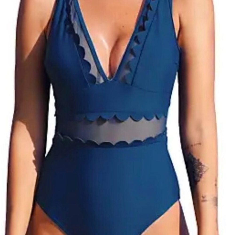 Cupshe Blue Scalloped One-Piece Swimsuit